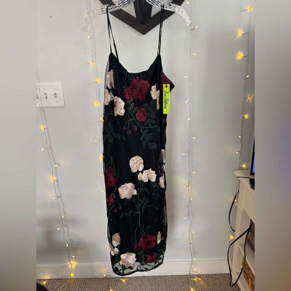 Sam Edelman Black Dress with Red and Cream Floral